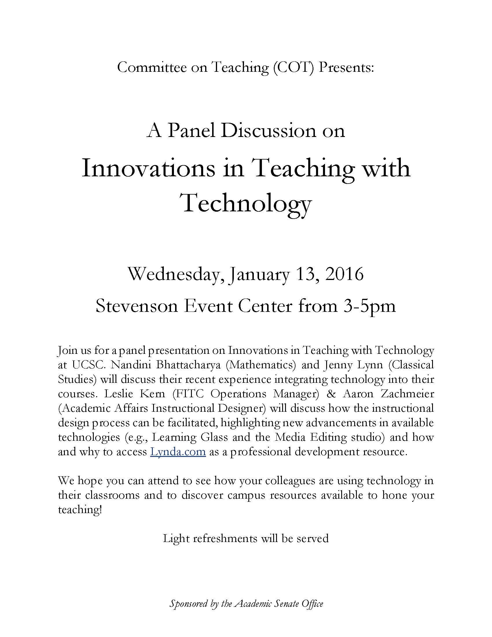 Forum on Innovations in Teaching with Technology